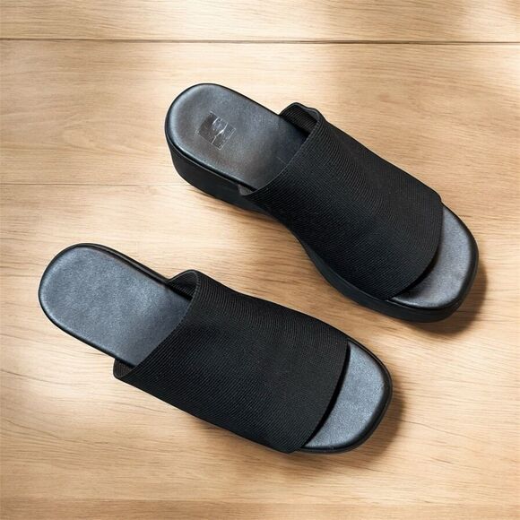 Black Platform Chunky Sandals Wedge 8 Y2K - Picture 2 of 8